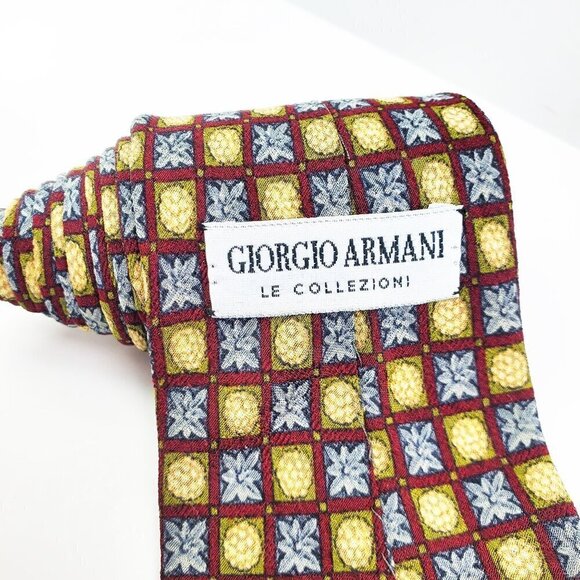 Giorgio Armani Le Collezioni Neck Tie Silk Italy Geometric Ornament Pattern 58" - Picture 7 of 13
